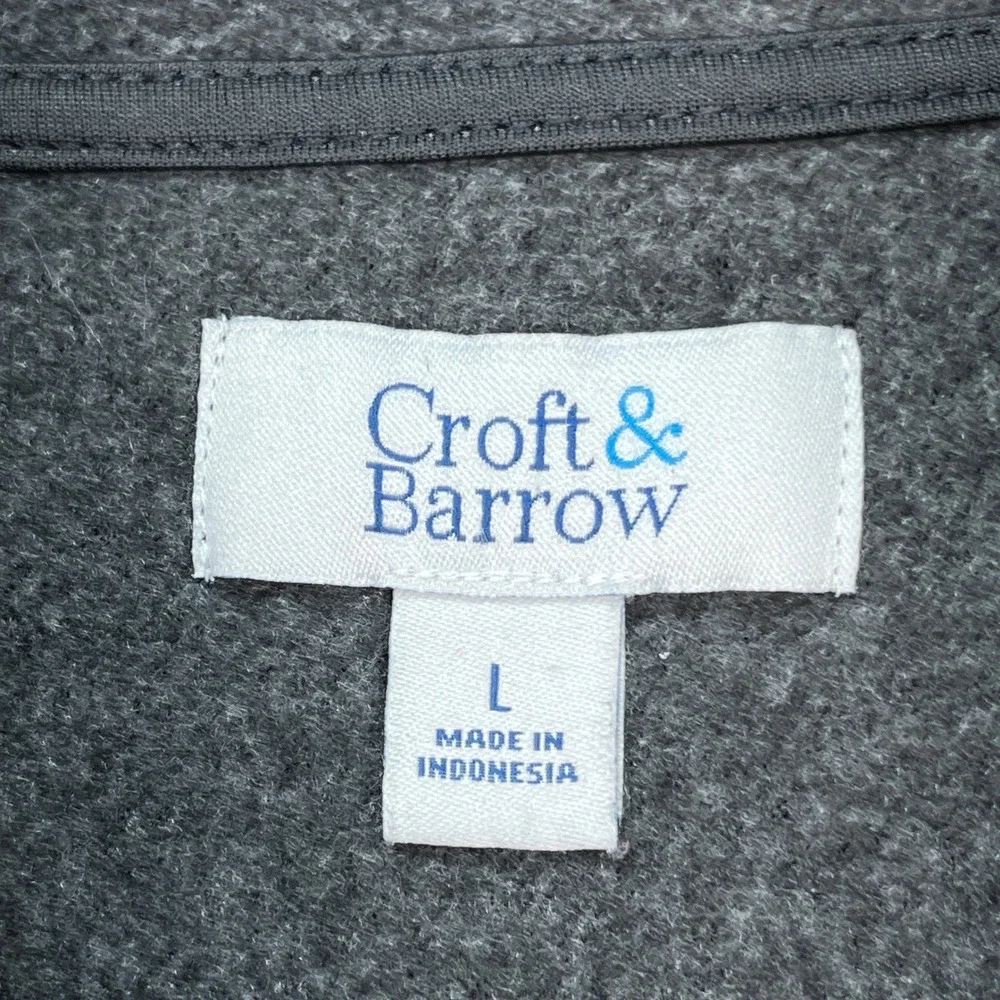 Croft Barrow‎ Pullover Mens Large Charcoal Gray Long Sleeve Fleece 1/4 Zip EUC